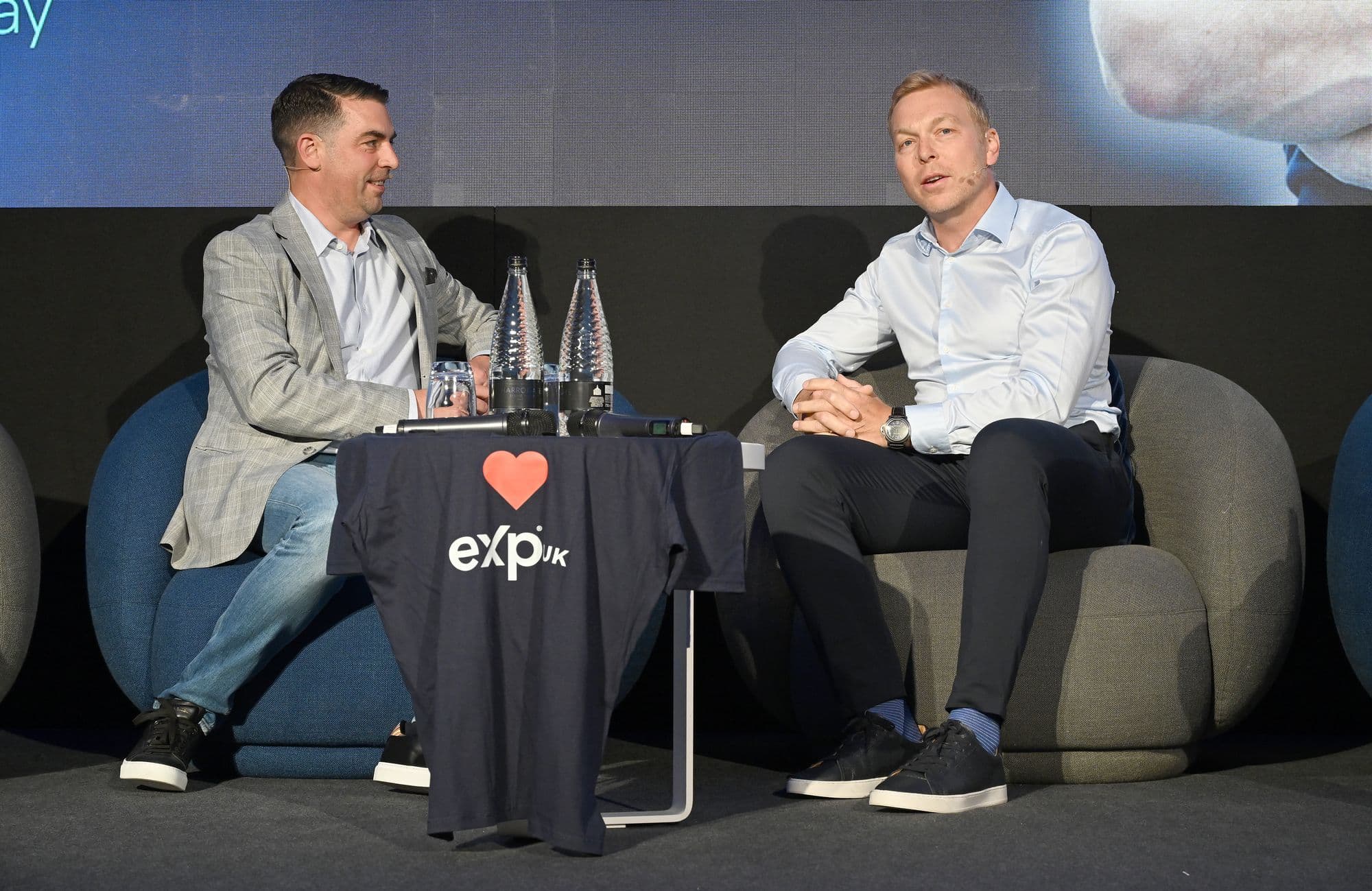 Adam Day interviewing Sir Chris Hoy at eXp UK Conference 2025