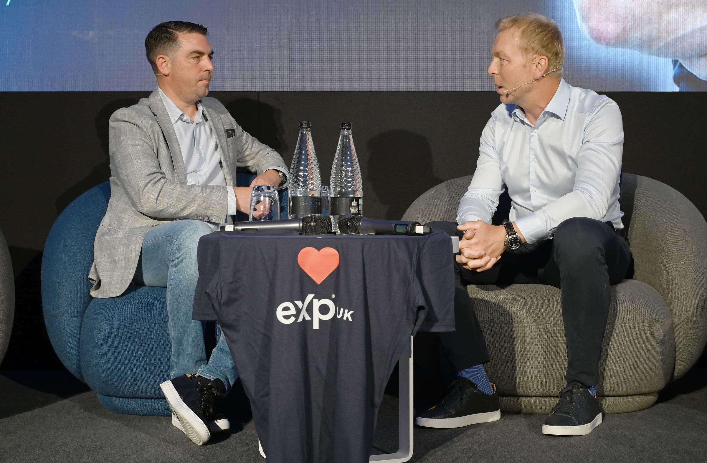 Adam Day interviewing Sir Chris Hoy at eXp UK Conference 2025